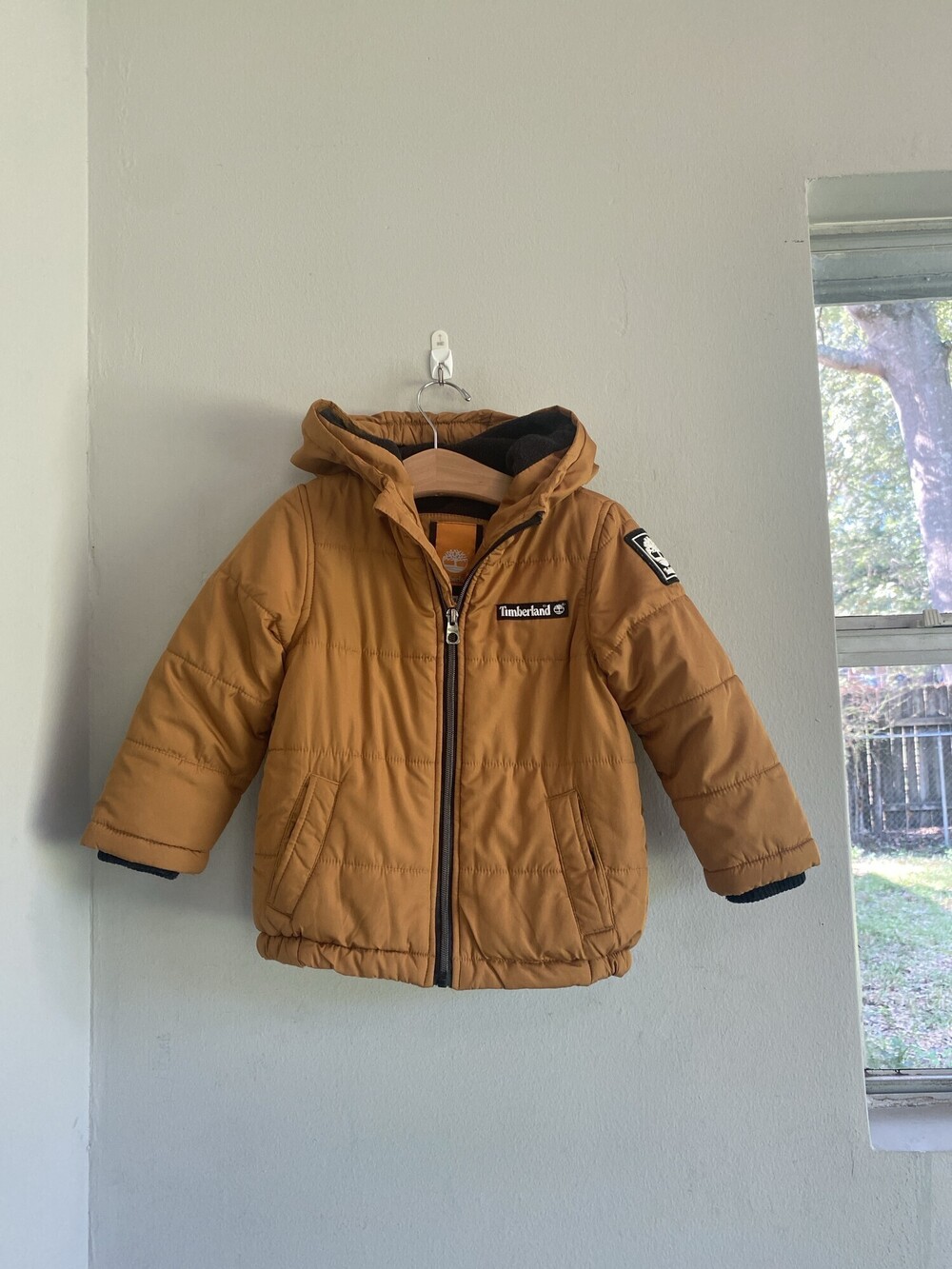 Timberland Tan Hooded Fleece Lined Puffer Jacket Toddler Boys 3T